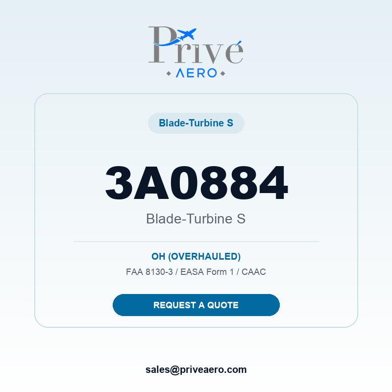 P/N 3A0884 BLADE-TURBINE S 3A0884 BLADE-TURBINE S – Privé Aero