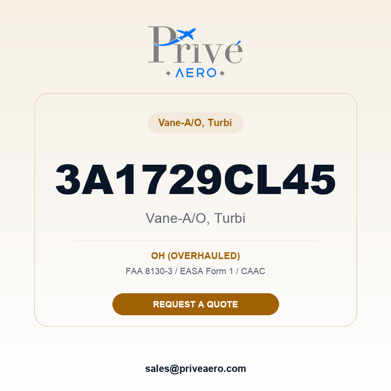 P/N 3A1729CL45 VANE-A/O, TURBI 3A1729CL45 VANE-A/O, TURBI – Privé Aero