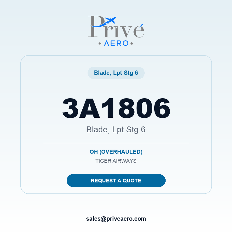 P/N 3A1806 BLADE, LPT STG 6 3A1806 BLADE, LPT STG 6 – Privé Aero