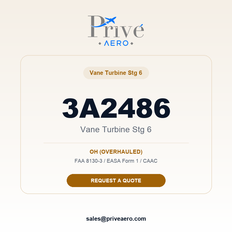 P/N 3A2486 VANE TURBINE STG 6 3A2486 VANE TURBINE STG 6 – Privé Aero