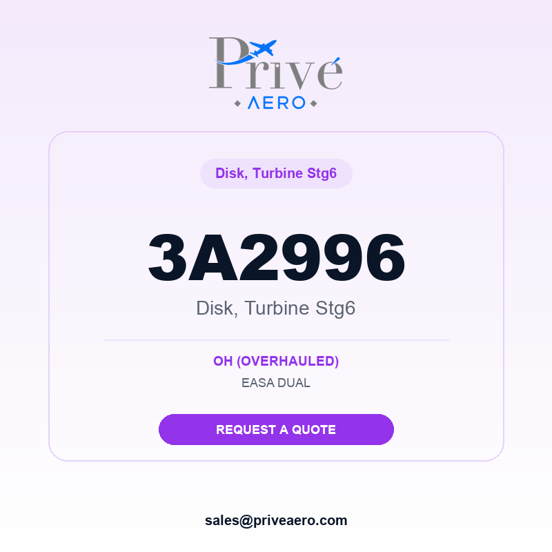 P/N 3A2996 DISK, TURBINE STG6 3A2996 DISK, TURBINE STG6 – Privé Aero