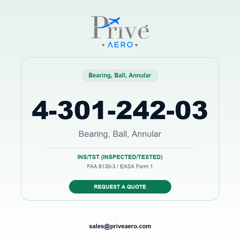 P/N 4-301-242-03 Bearing, Ball, Annular 4-301-242-03 Bearing, Ball, Annular – Privé Aero