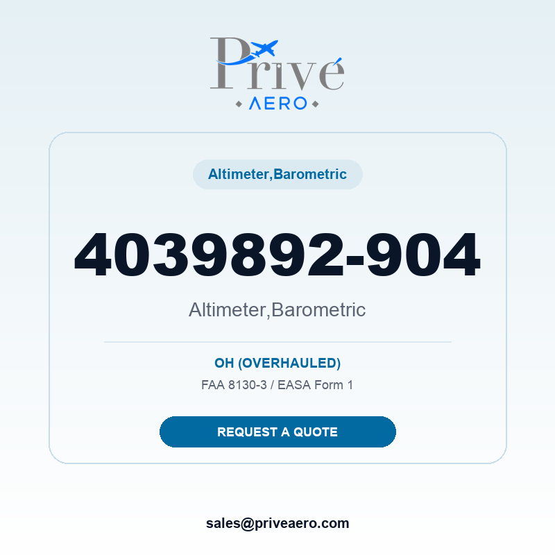 P/N 4039892-904 Altimeter,barometric 4039892-904 Altimeter,barometric – Privé Aero