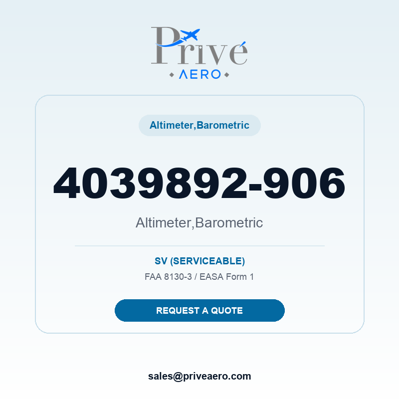 P/N 4039892-906 Altimeter,barometric 4039892-906 Altimeter,barometric – Privé Aero