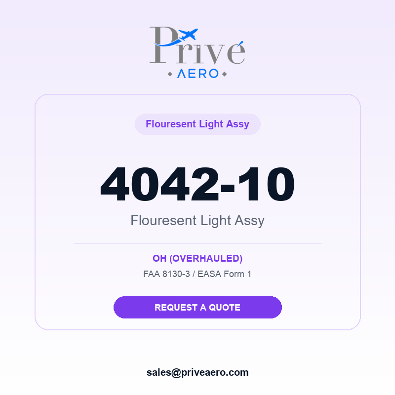 P/N 4042-10 Flouresent Light ASSY 4042-10 Flouresent Light ASSY – Privé Aero