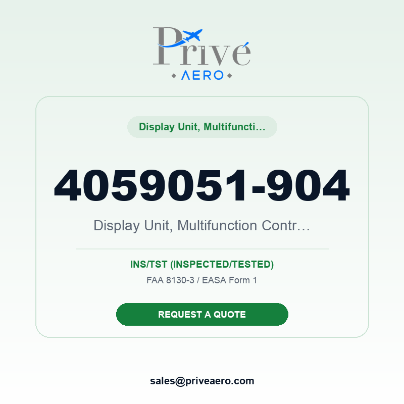 P/N 4059051-904 Display Unit, Multifunction Control 4059051-904 Display Unit, Multifunction Control – Privé Aero
