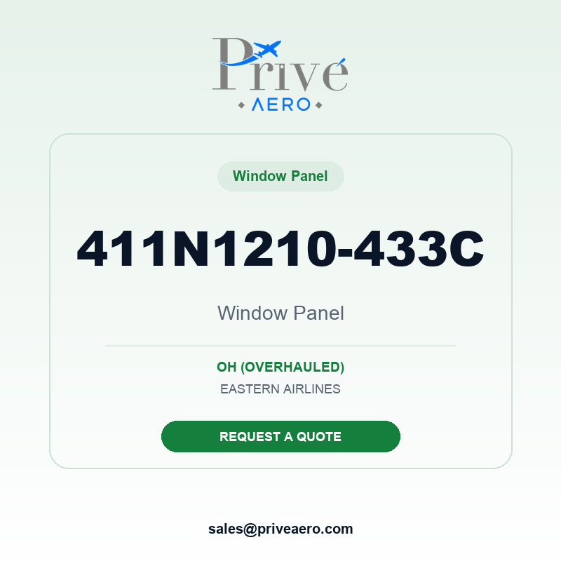 P/N 411N1210-433C WINDOW PANEL 411N1210-433C WINDOW PANEL – Privé Aero