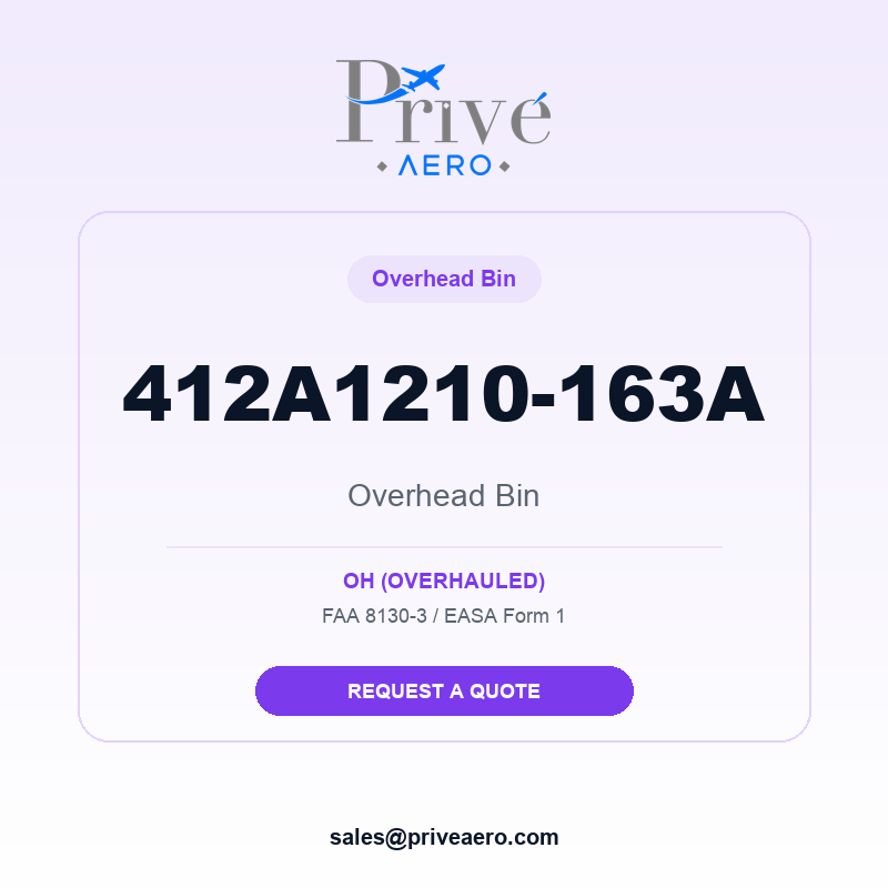 P/N 412A1210-163A Overhead Bin 412A1210-163A Overhead Bin – Privé Aero