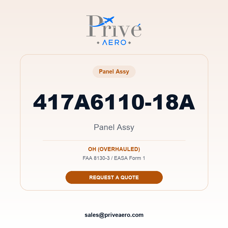 P/N 417A6110-18A Panel ASSY 417A6110-18A Panel ASSY – Privé Aero