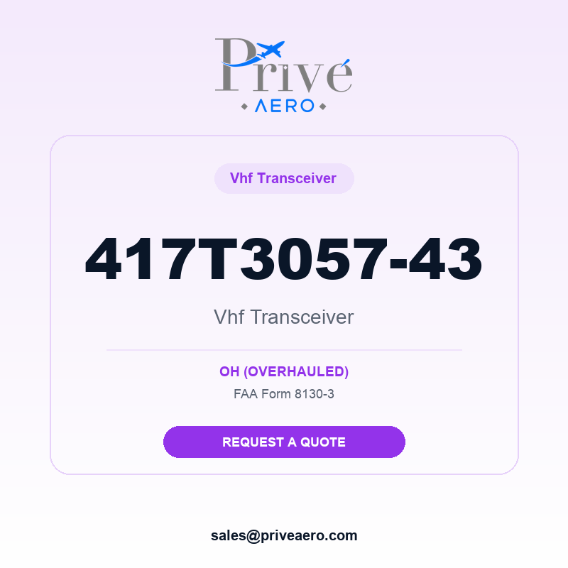 P/N 417T3057-43 Vhf Transceiver 417T3057-43 Vhf Transceiver – Privé Aero