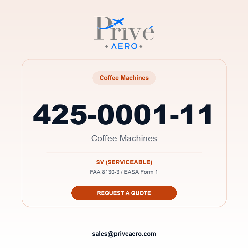 P/N 425-0001-11 Coffee Machines 425-0001-11 Coffee Machines – Privé Aero