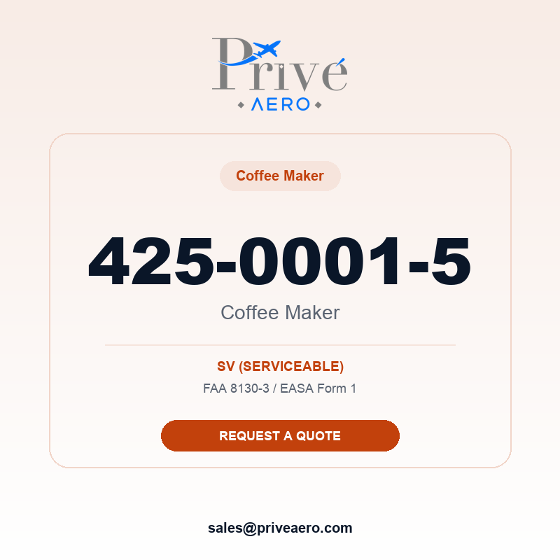 P/N 425-0001-5 Coffee Maker 425-0001-5 Coffee Maker – Privé Aero