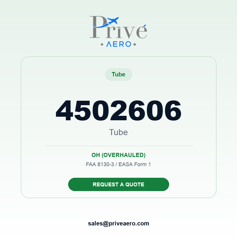 P/N 4502606 Tube 4502606 Tube – Privé Aero