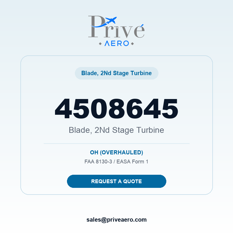 P/N 4508645 Blade, 2nd Stage Turbine 4508645 Blade, 2nd Stage Turbine – Privé Aero