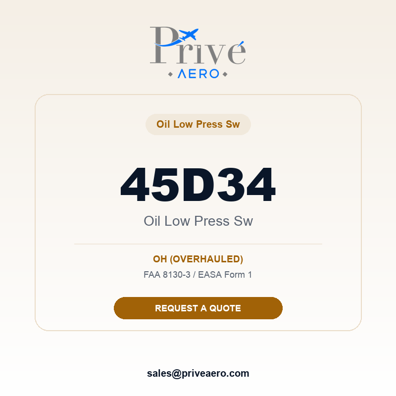 P/N 45D34 Oil Low Press Sw 45D34 Oil Low Press Sw – Privé Aero
