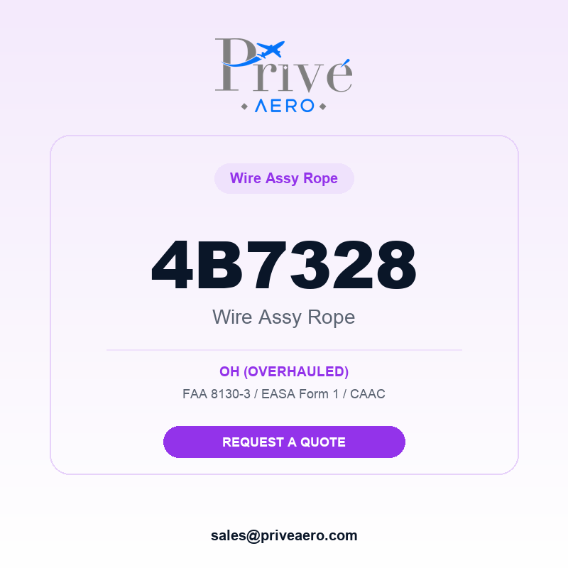 P/N 4B7328 WIRE ASSY ROPE 4B7328 WIRE ASSY ROPE – Privé Aero