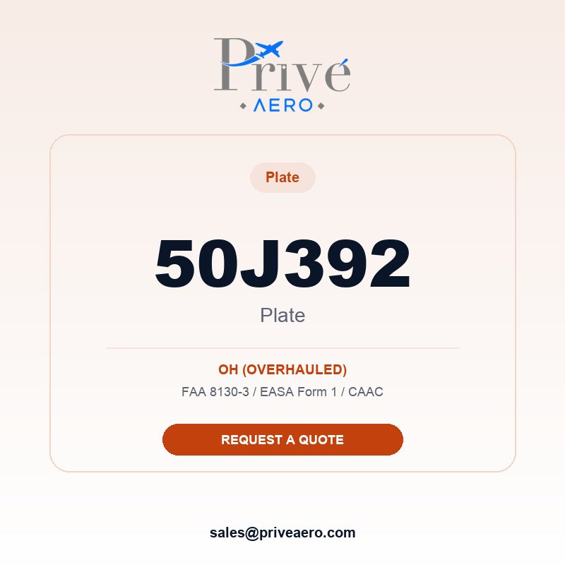 P/N 50J392 PLATE 50J392 PLATE – Privé Aero