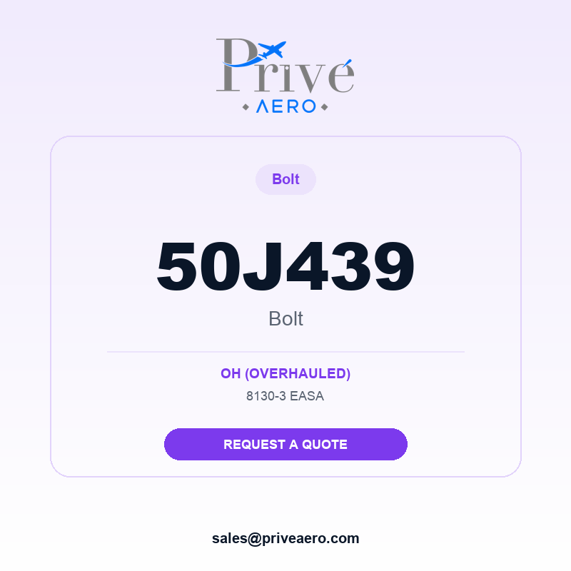 P/N 50J439 BOLT 50J439 BOLT – Privé Aero