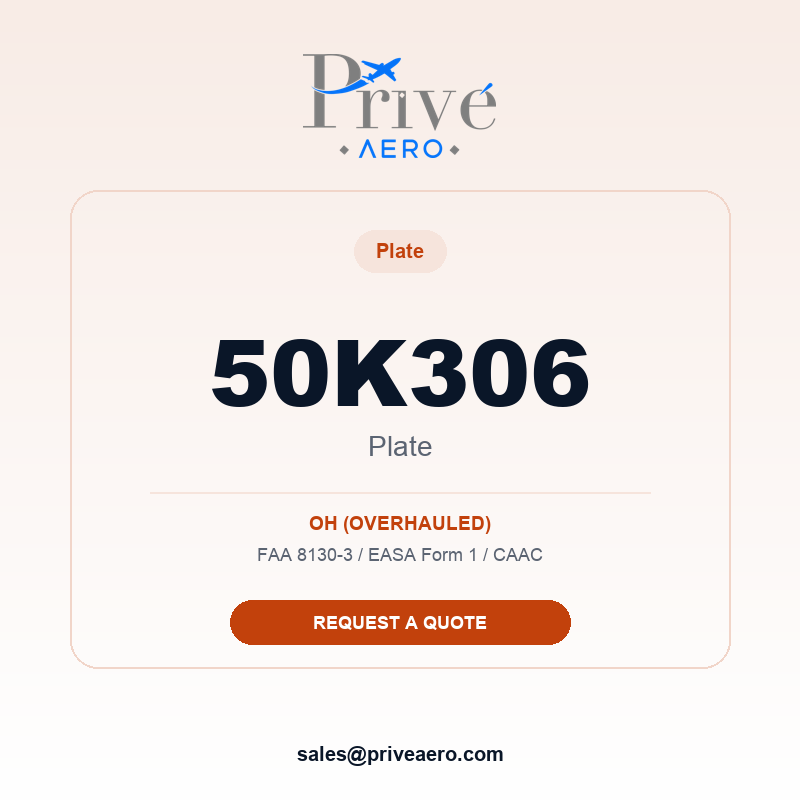 P/N 50K306 PLATE 50K306 PLATE – Privé Aero