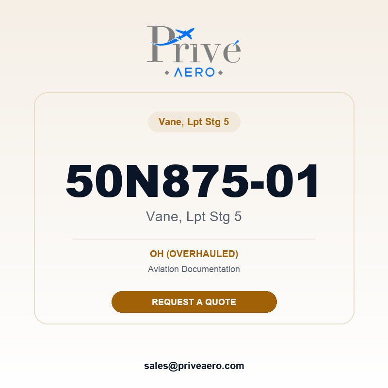 P/N 50N875-01 Vane, Lpt Stg 5 50N875-01 Vane, Lpt Stg 5 – Privé Aero