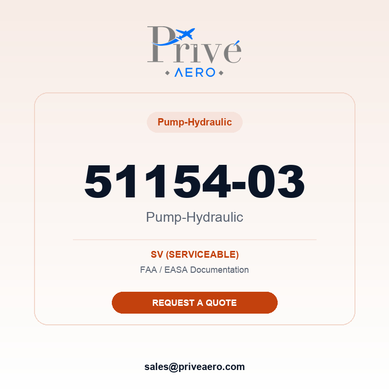 P/N 51154-03 Pump-Hydraulic 51154-03 Pump-Hydraulic – Privé Aero