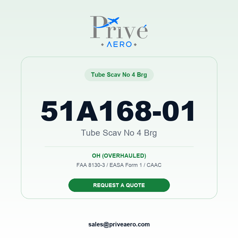 P/N 51A168-01 TUBE SCAV NO 4 BRG 51A168-01 TUBE SCAV NO 4 BRG – Privé Aero