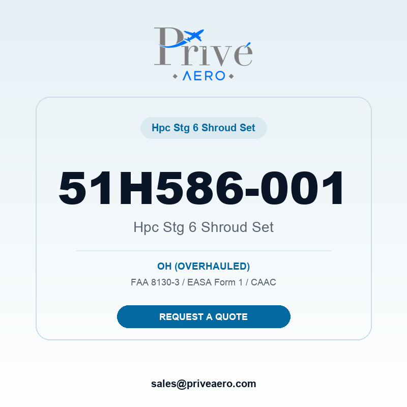 P/N 51H586-001 HPC STG 6 SHROUD SET 51H586-001 HPC STG 6 SHROUD SET – Privé Aero