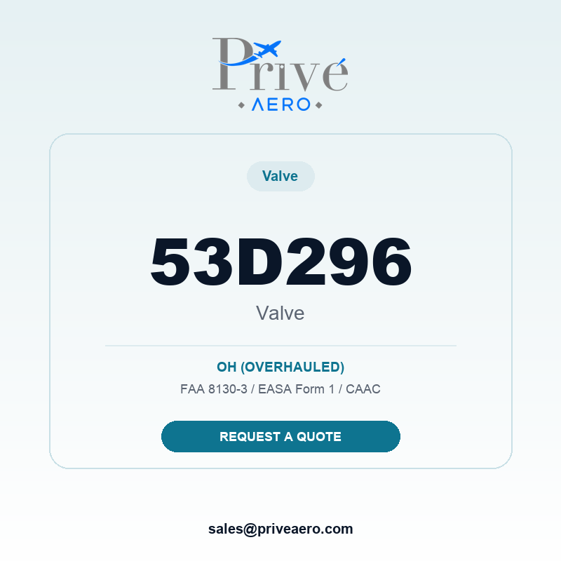 P/N 53D296 VALVE 53D296 VALVE – Privé Aero