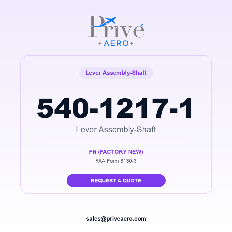P/N 540-1217-1 Lever Assembly-Shaft 540-1217-1 Lever Assembly-Shaft – Privé Aero