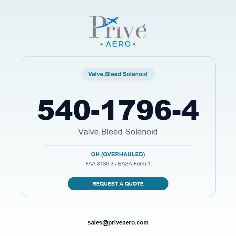 P/N 540-1796-4 Valve,bleed Solenoid 540-1796-4 Valve,bleed Solenoid – Privé Aero