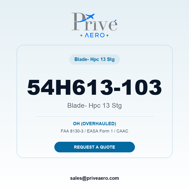 P/N 54H613-103 BLADE- HPC 13 STG 54H613-103 BLADE- HPC 13 STG – Privé Aero