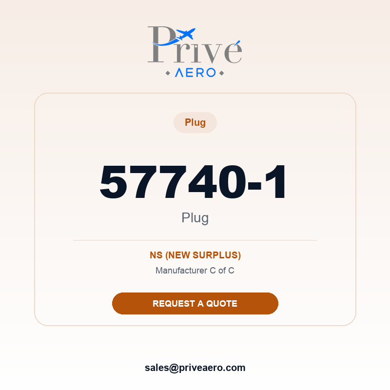 P/N 57740-1 Plug 57740-1 Plug – Privé Aero