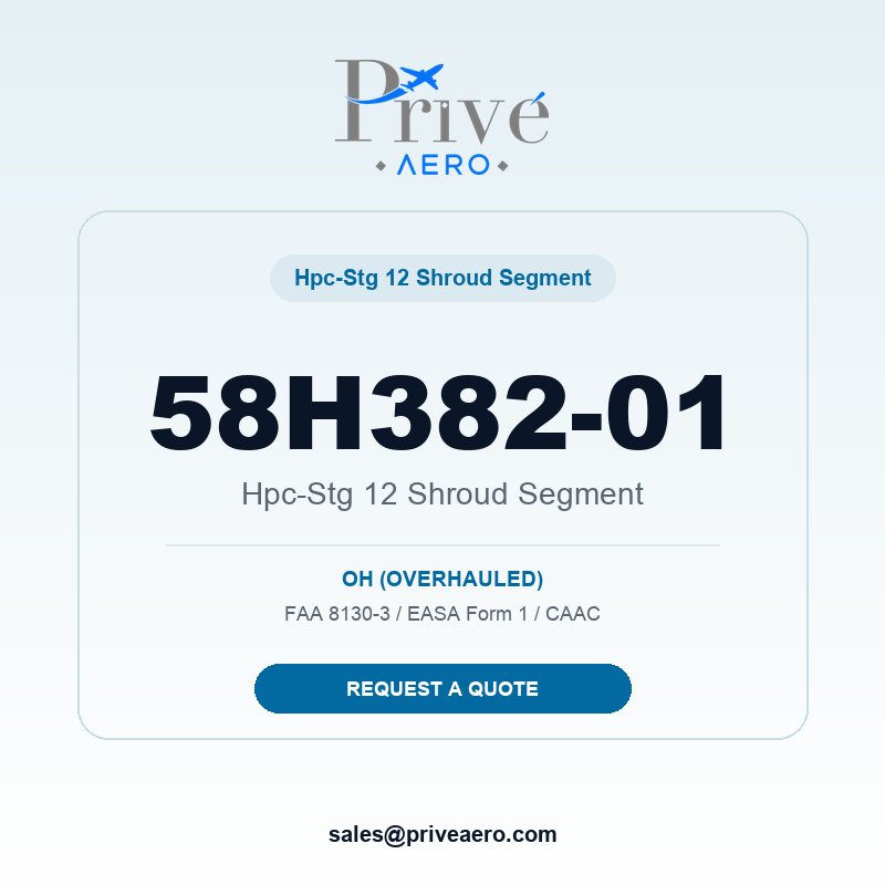 P/N 58H382-01 HPC-STG 12 SHROUD SEGMENT 58H382-01 HPC-STG 12 SHROUD SEGMENT – Privé Aero