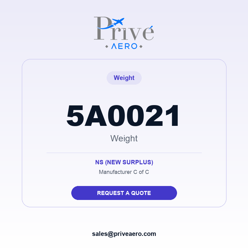 P/N 5A0021 Weight 5A0021 Weight – Privé Aero