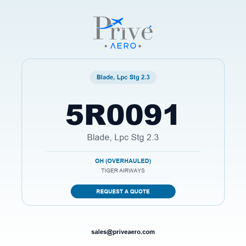 P/N 5R0091 BLADE, LPC STG 2.3 5R0091 BLADE, LPC STG 2.3 – Privé Aero