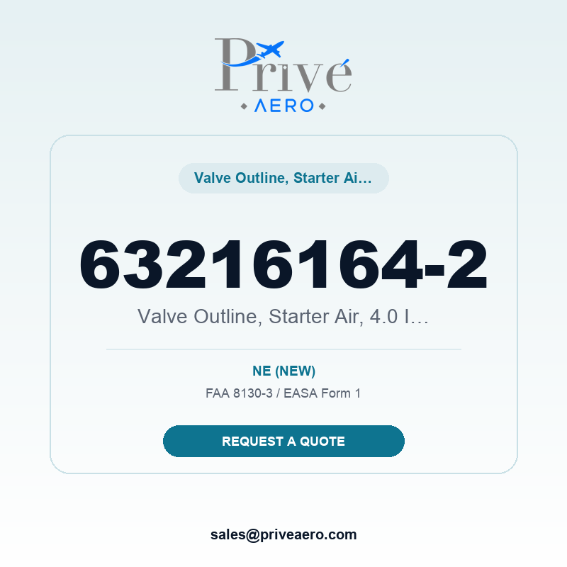 P/N 63216164-2 Valve Outline, Starter Air, 4.0 Inch Dia 63216164-2 Valve Outline, Starter Air, 4.0 Inch Dia – Privé Aero