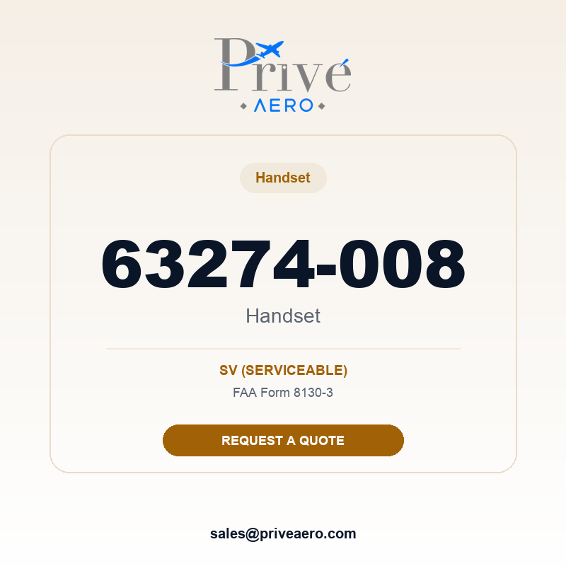 P/N 63274-008 Handset 63274-008 Handset – Privé Aero