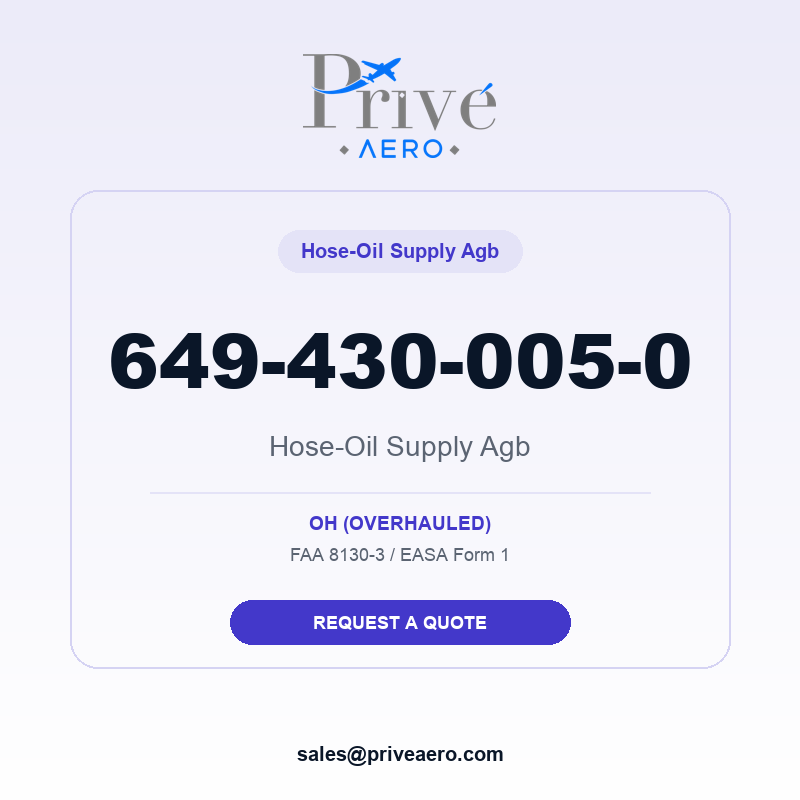 P/N 649-430-005-0 Hose-Oil Supply Agb 649-430-005-0 Hose-Oil Supply Agb – Privé Aero