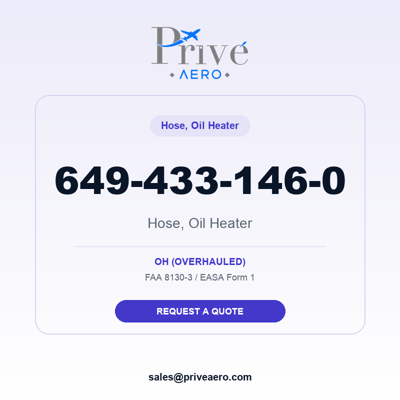 P/N 649-433-146-0 Hose, Oil Heater 649-433-146-0 Hose, Oil Heater – Privé Aero