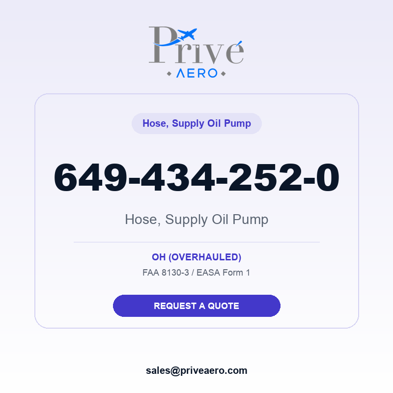 P/N 649-434-252-0 Hose, Supply Oil Pump 649-434-252-0 Hose, Supply Oil Pump – Privé Aero