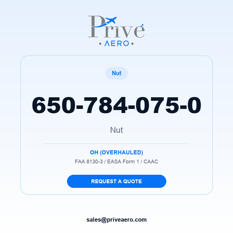 P/N 650-784-075-0 Nut 650-784-075-0 Nut – Privé Aero