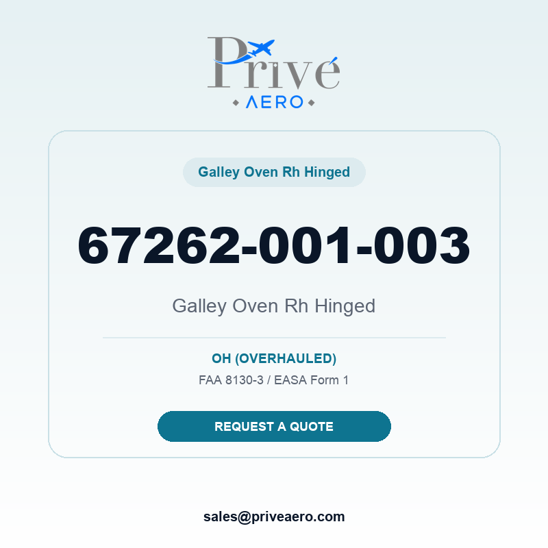 P/N 67262-001-003 Galley Oven RH Hinged 67262-001-003 Galley Oven RH Hinged – Privé Aero