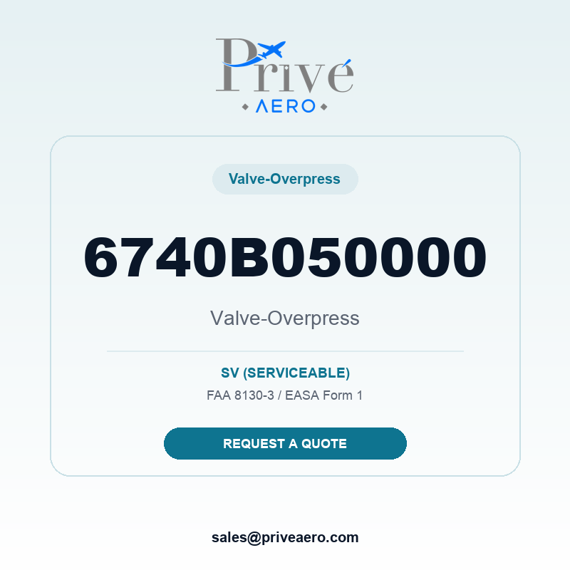 P/N 6740B050000 Valve-Overpress 6740B050000 Valve-Overpress – Privé Aero