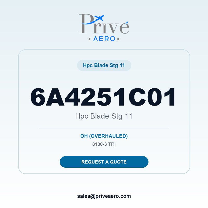 P/N 6A4251C01 HPC BLADE STG 11 6A4251C01 HPC BLADE STG 11 – Privé Aero