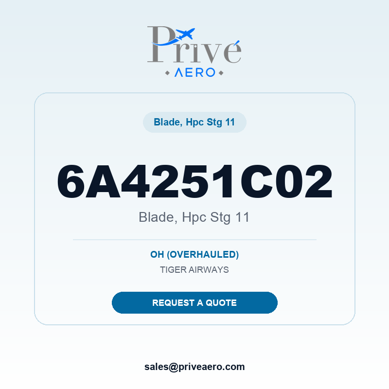 P/N 6A4251C02 BLADE, HPC STG 11 6A4251C02 BLADE, HPC STG 11 – Privé Aero