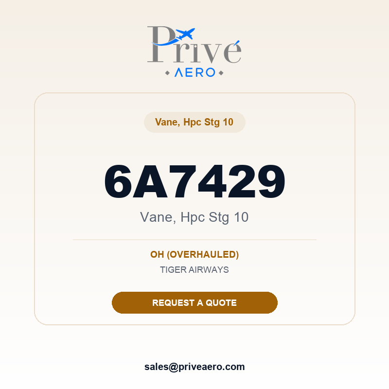 P/N 6A7429 VANE, HPC STG 10 6A7429 VANE, HPC STG 10 – Privé Aero