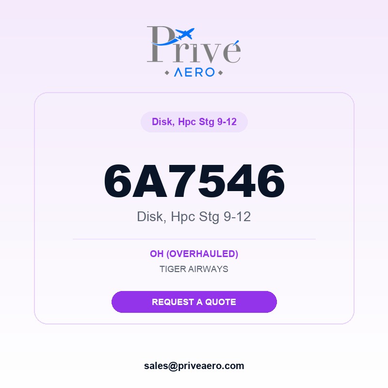 P/N 6A7546 DISK, HPC STG 9-12 6A7546 DISK, HPC STG 9-12 – Privé Aero