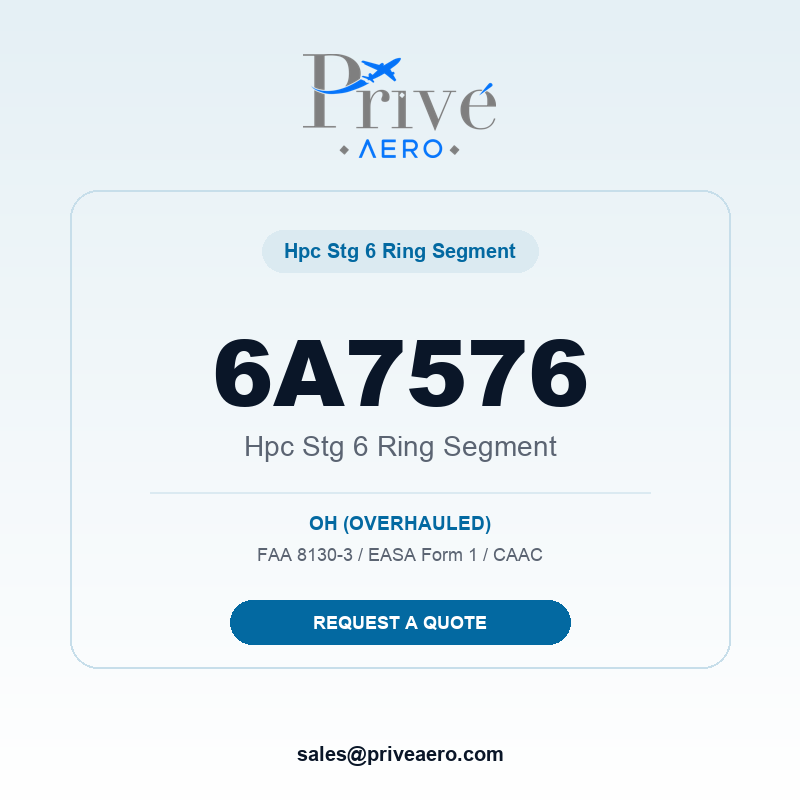 P/N 6A7576 HPC STG 6 RING SEGMENT 6A7576 HPC STG 6 RING SEGMENT – Privé Aero