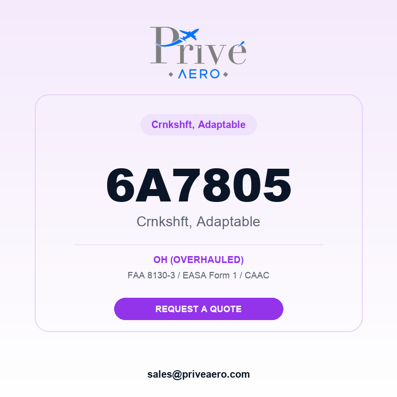P/N 6A7805 CRNKSHFT, ADAPTABLE 6A7805 CRNKSHFT, ADAPTABLE – Privé Aero