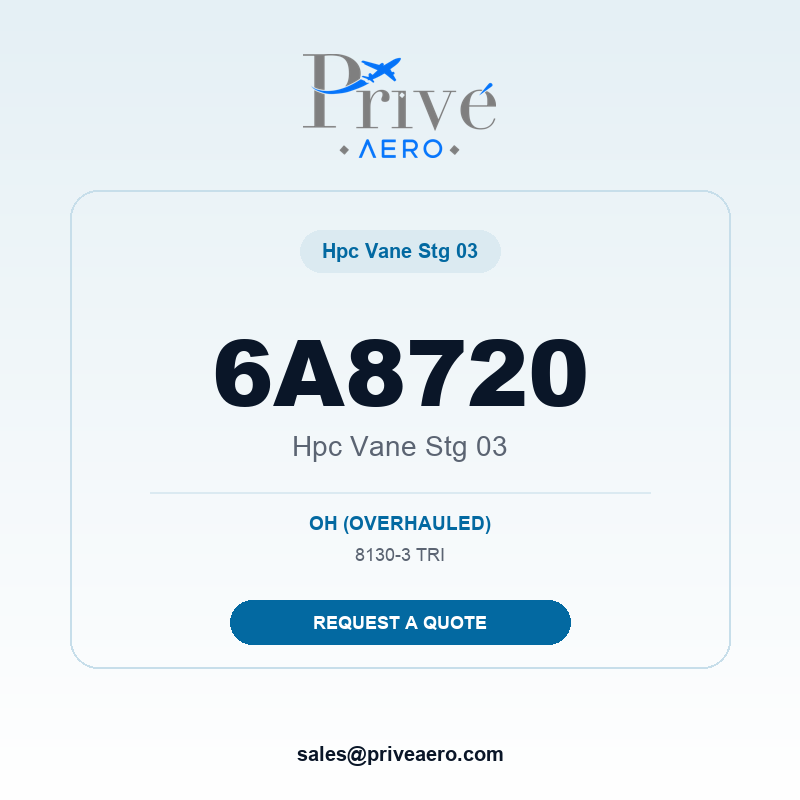 P/N 6A8720 HPC VANE STG 03 6A8720 HPC VANE STG 03 – Privé Aero